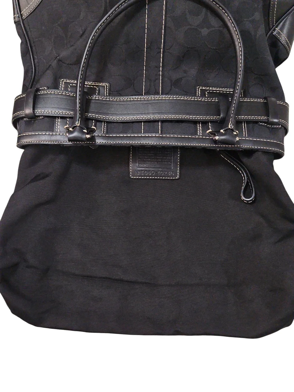 Coach Hampton Vintage 2006 Black Signature Canvas Tote with Silver Hardware